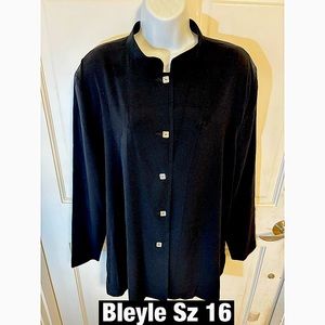 Bleyle Black  Neru Collar with Crystal Buttons Blouse Sz 16‎